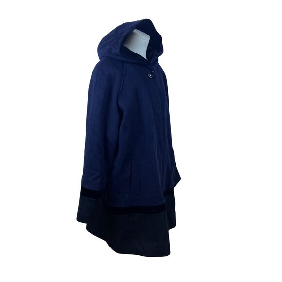 Forecaster Women’s Navy Wool Hooded Coat With Velvet Trim Warm Outerwear Sz 12 - Picture 3 of 10